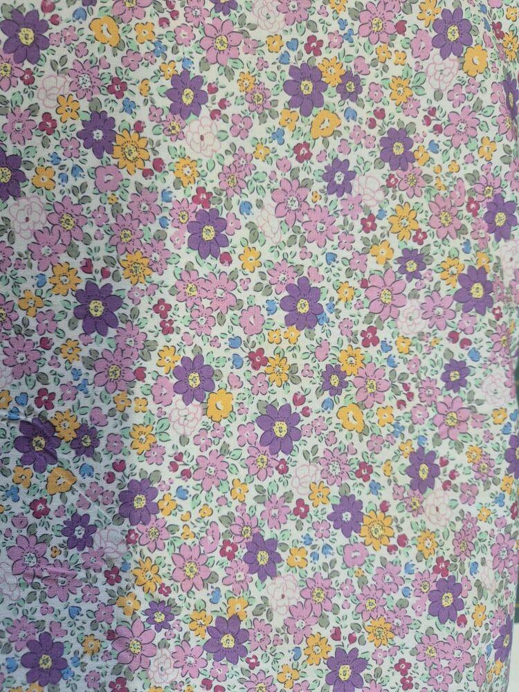 Sew Cool 60" D2321-1 Pink & Purple Flowers on white