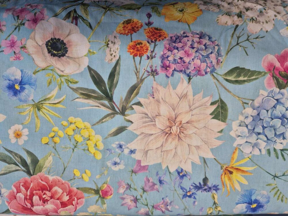 Sew Cool 60" Flowers on pale blue ES5110