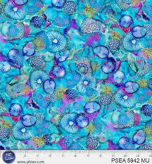 Painted Sea by Amy Tieman for P&B Textiles - 5942 MU  Light Blue background with all over sealife pattern