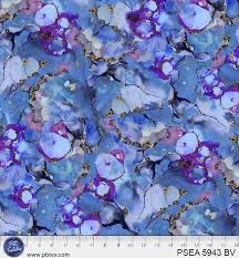 Painted Sea by Amy Tieman for P&B Textiles - 5943 BV Blue Violet with Gold highlights