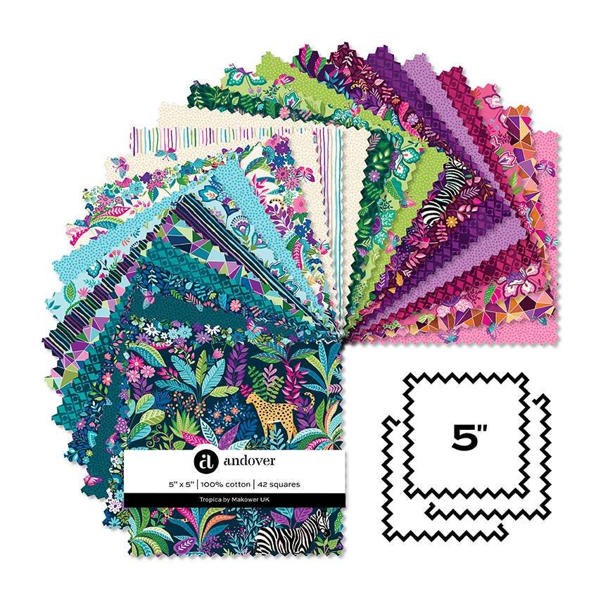 Tropica by Makower UK 5" squares (charm pack) 1S/TROP