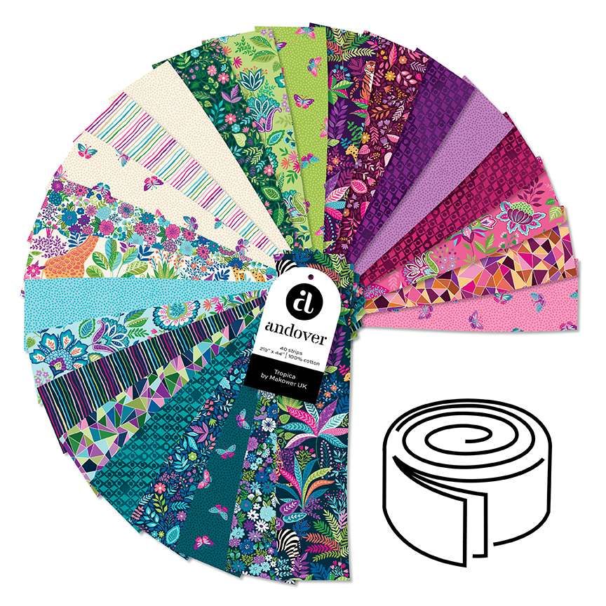 Tropica by Makower UK strip roll (jelly roll) 2S/TROP