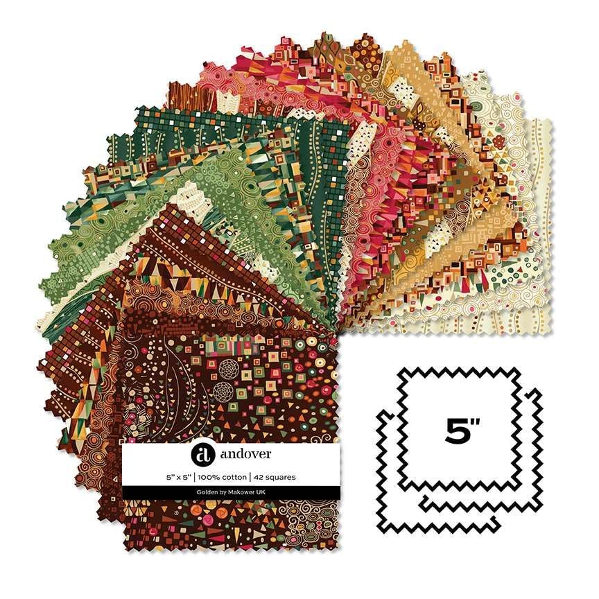 Golden by Makower UK 5" squares (charm pack) 1S/GOLDEN