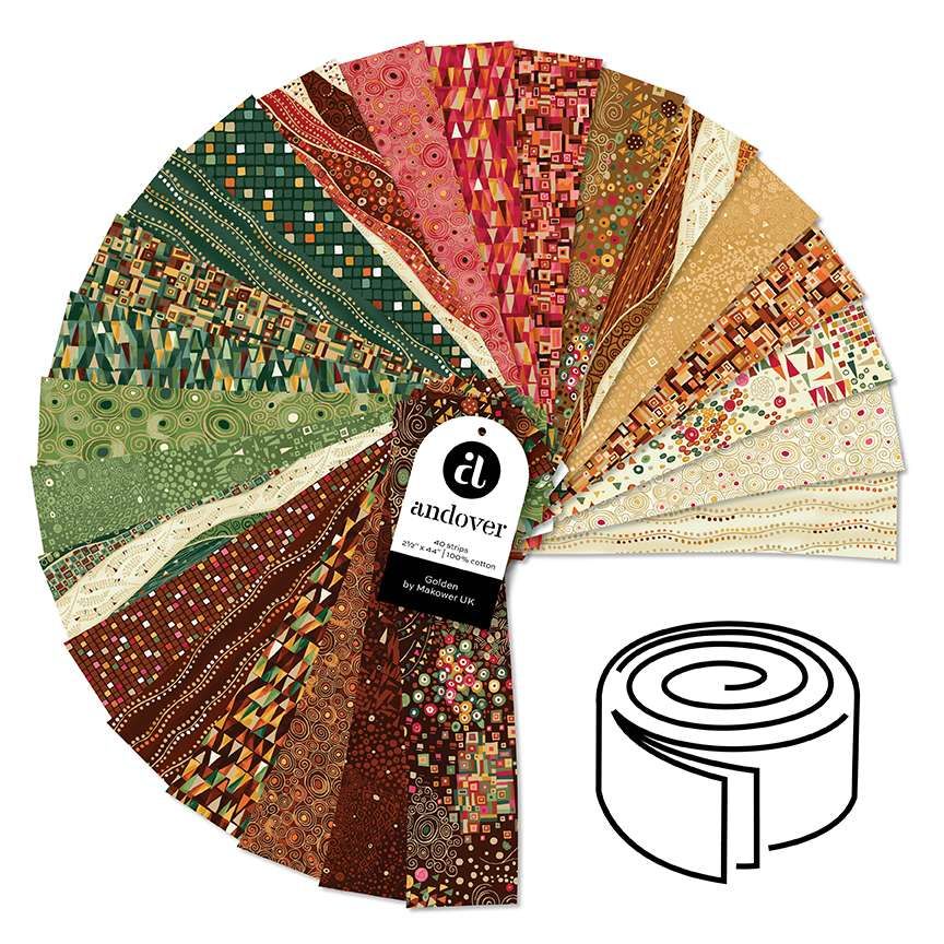 Golden by Makower UK strip Roll (Jelly roll) 2S/GOLDEN