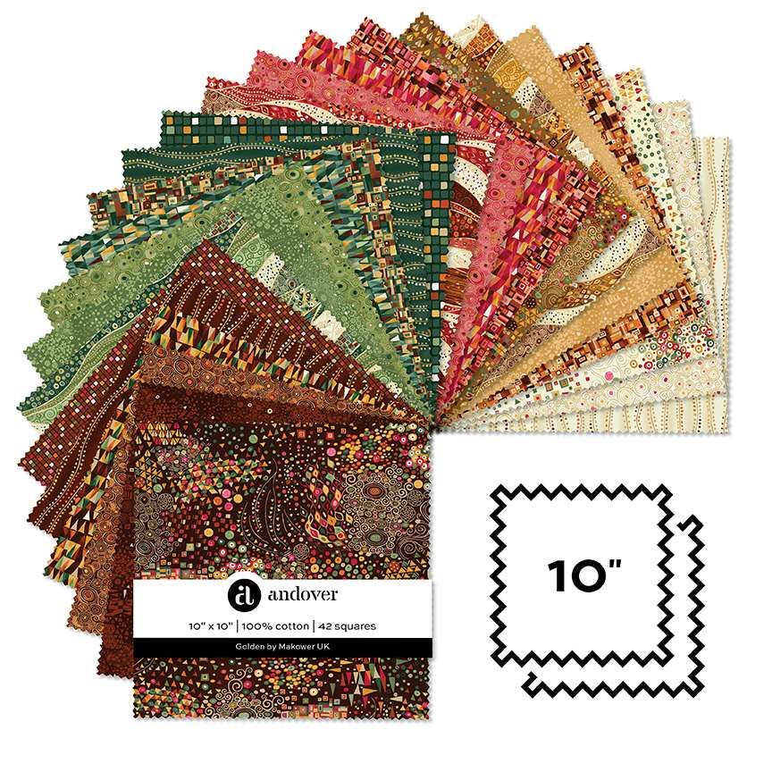 Golden by Makower UK 10" Squares (Layer Cake) 3S/GOLDEN
