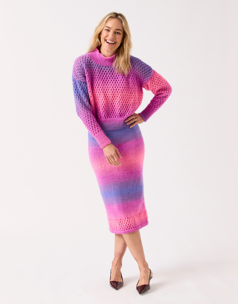 TOGETHERNESS TWO-PIECE KNITTING PATTERN IN SIRDAR JEWELSPUN OMBRE 10842