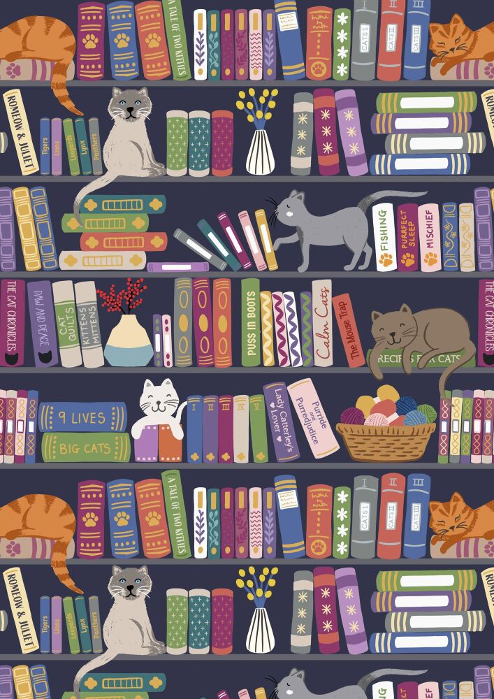 Lewis & Irene The Purrfect Book Club Book Shelves & Cats A961A