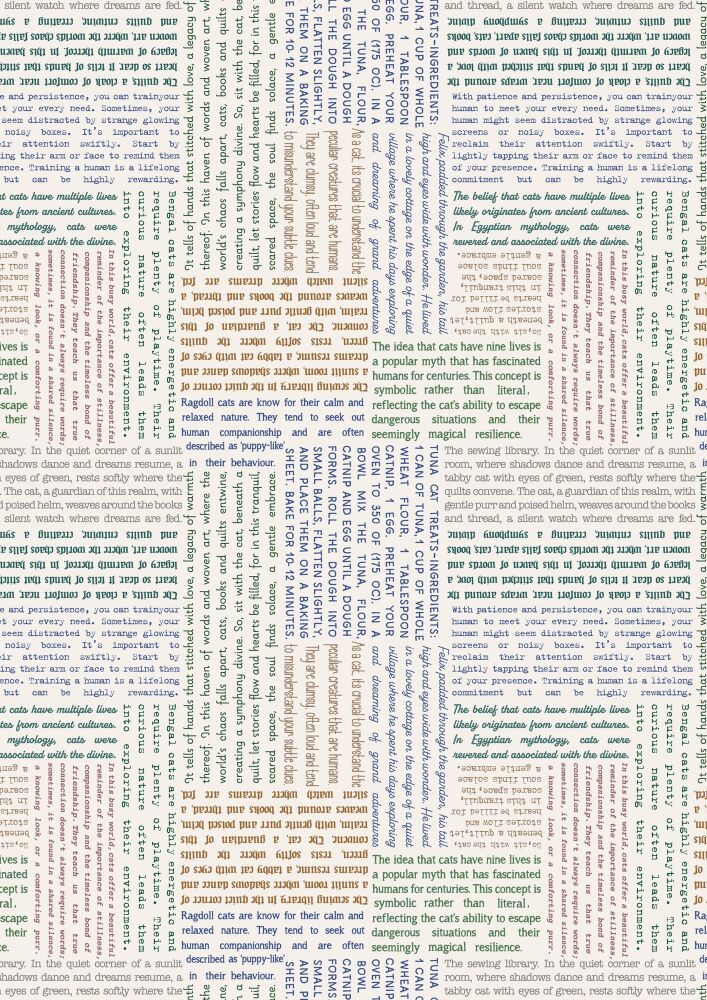 Lewis & Irene The Purrfect Book Club multi cat text on cream A964A