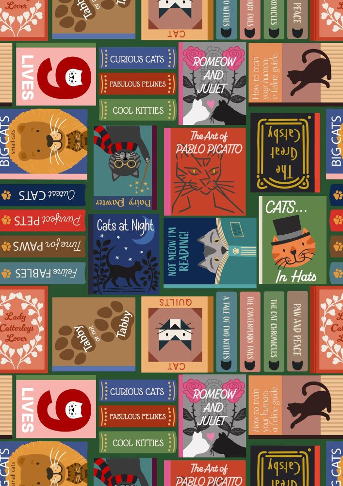 Lewis & Irene The Purrfect Book Club Cat book cover Multi A966A