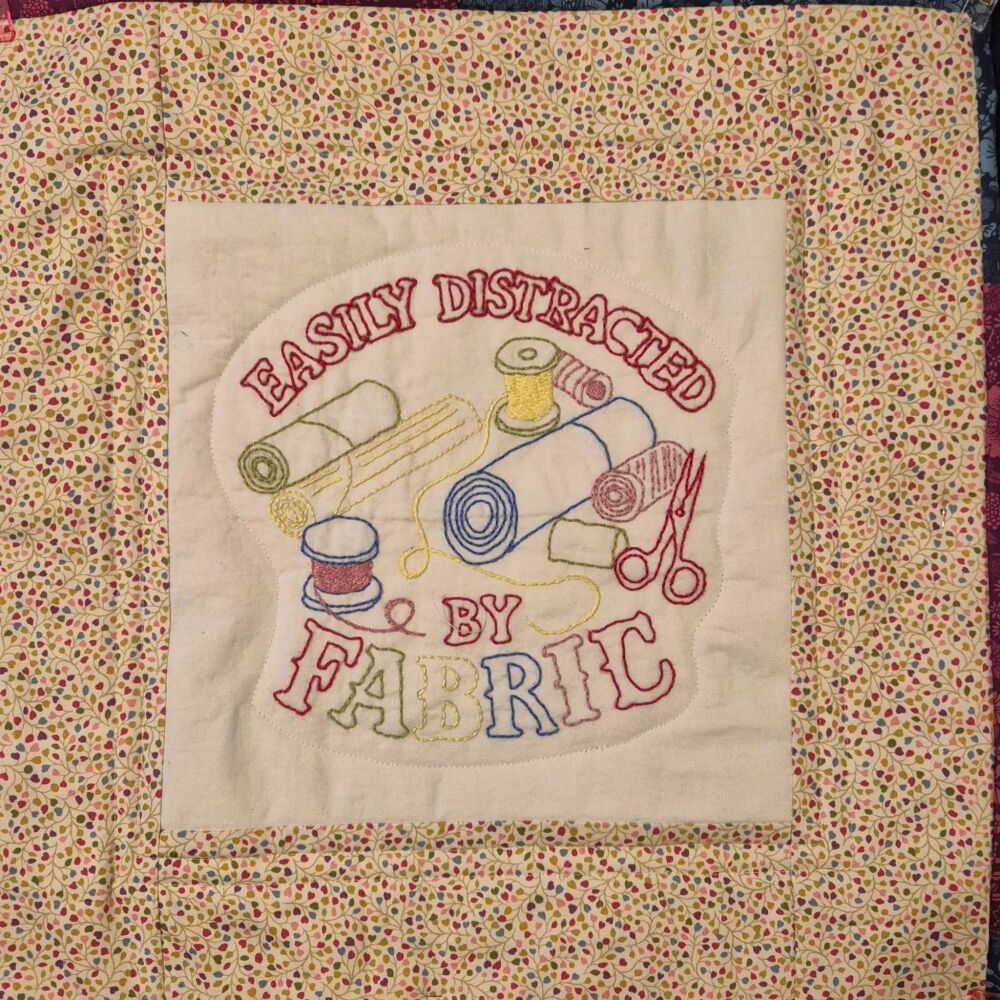 Embroidery Applique Panel 11" x 11" - Easily Distracted