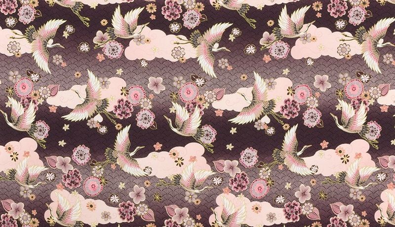 Imperial Collection Graceful Cranes by Robert Kaufman - 23502 24 Plum