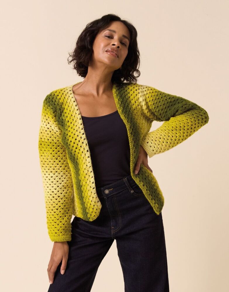 COLOUR PULSE CROCHET JACKET CROCHET PATTERN IN SIRDAR JEWELSPUN OMBRE 10925