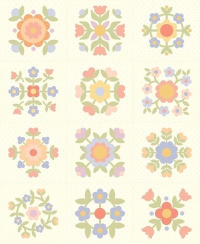Pastel Prairie Porcelain Quilt Blocks Panel 31771-11