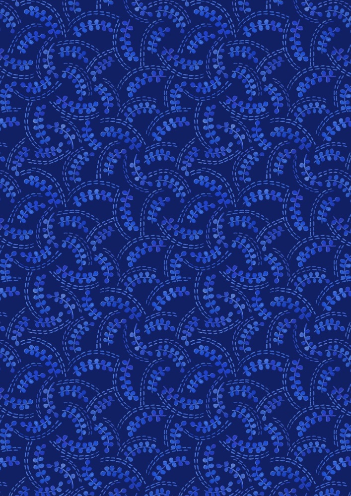 Porcelain and Sea Glass by Stuart Hillard for Lewis and Irene - Dark Blue Fronds A994C