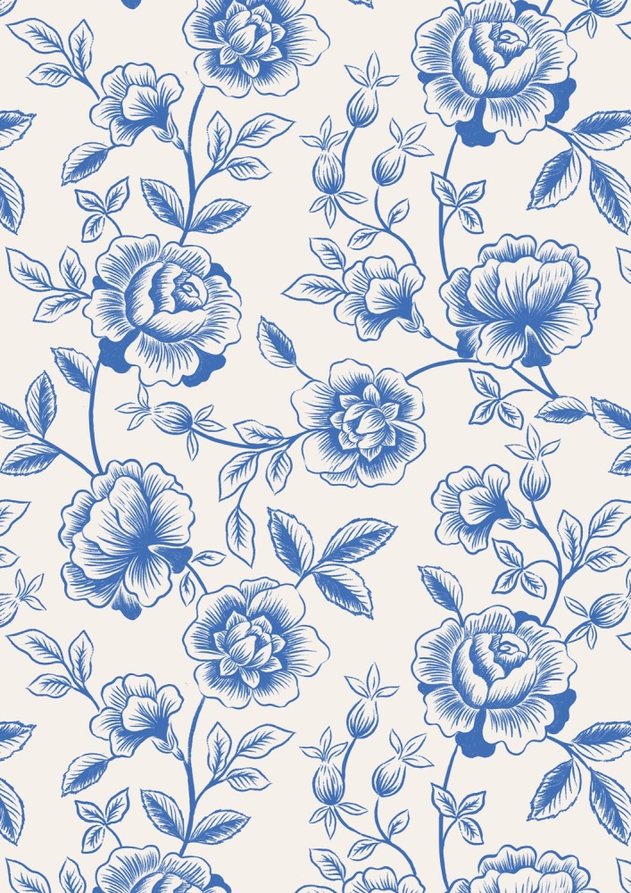 Porcelain and Sea Glass by Stuart Hillard for Lewis and Irene - Rose Trail on Cream A997A