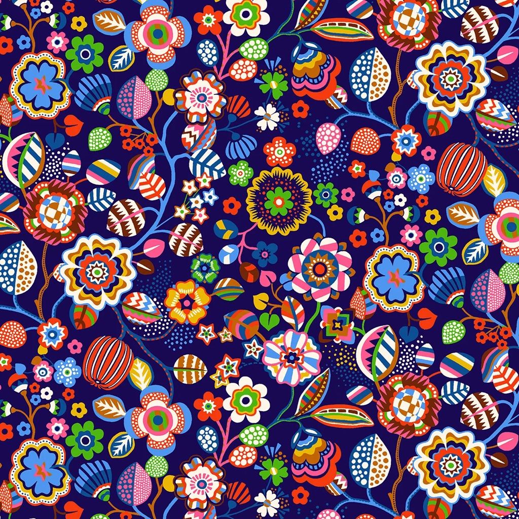 Primavera by Sholto Drumlanrig for Thread & Ink Tree Flower PRIM1011 Navy