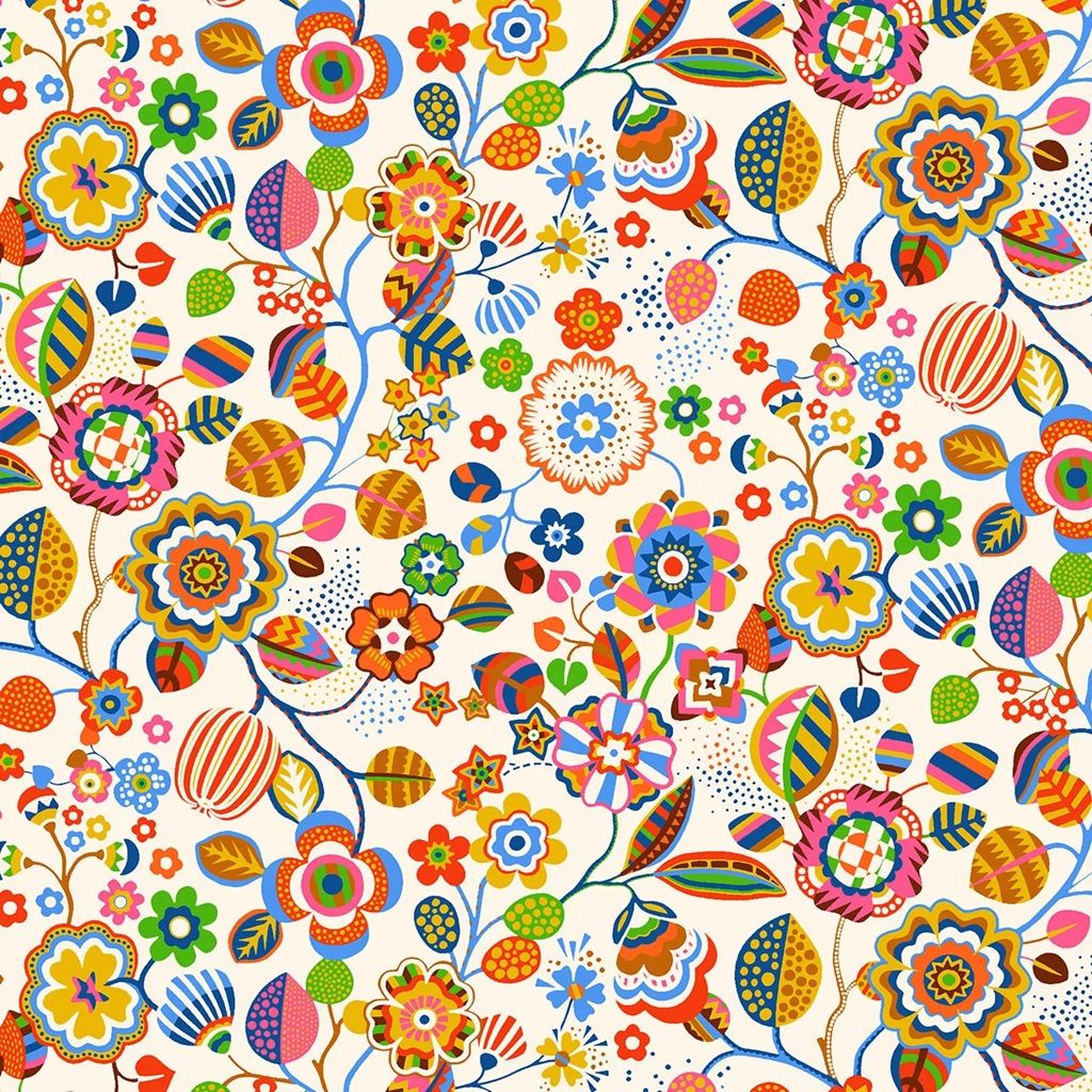 Primavera by Sholto Drumlanrig for Thread & Ink Tree Flower PRIM1012 Ecru