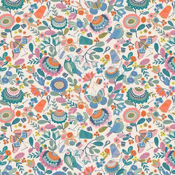Country Sewing Club by Lena Morris for Thread & Ink Finch & Flora White - CSEW1035