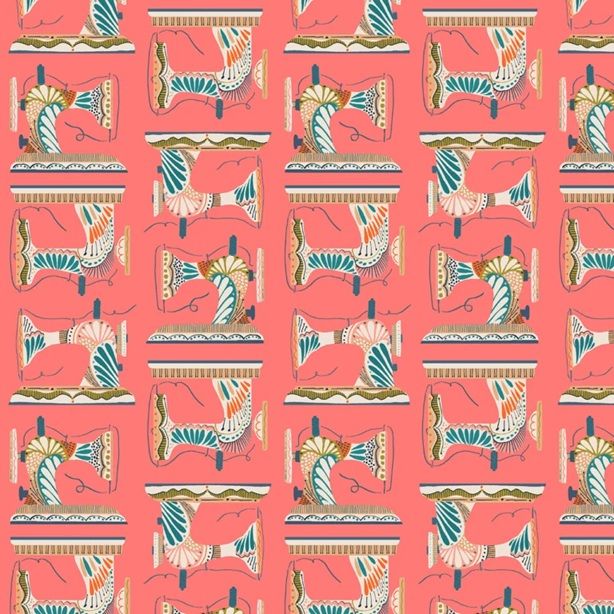 Country Sewing Club by Lena Morris for Thread & Ink Sewing Machines Coral - CSEW1033