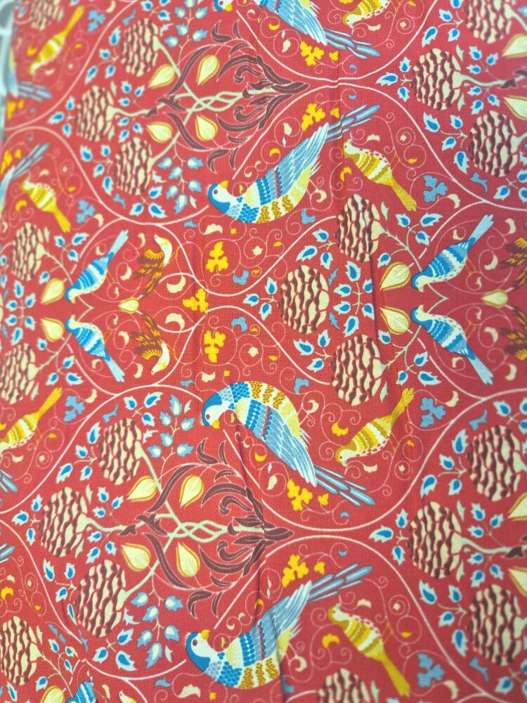 Sew Cool 60" Art Nouveau Birds on Red (60") Wide