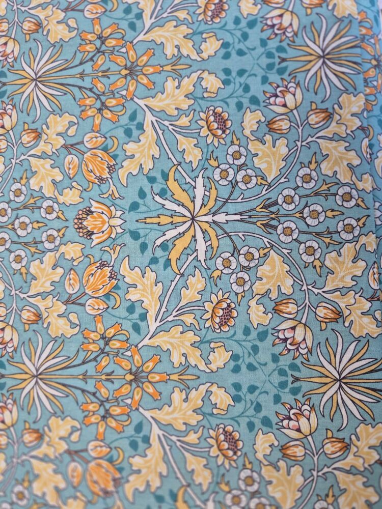 Sew Cool 60" Morris-esque floral on lt teal