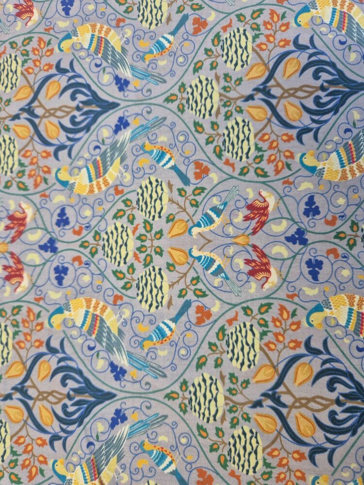 Sew Cool 60" Art Nouveau Birds on Grey