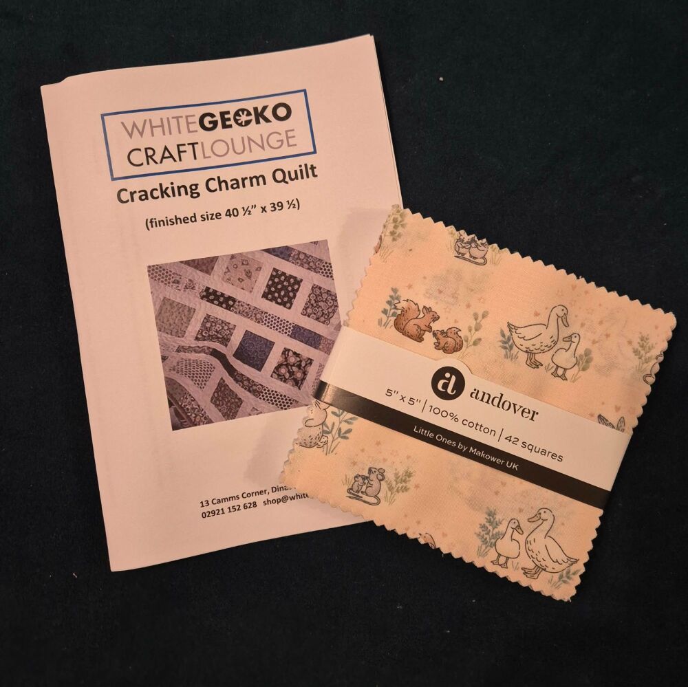 White Gecko Little Ones by Makower 5" charm pack with The Cracking Charm pattern was &pound;19.99 now &pound;15!