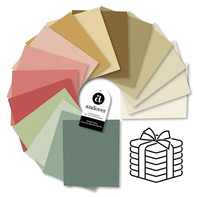Makower Garland Fat Quarter Bundle (18" x 22") by Laundry Basket Quilts (16 fat quarters)