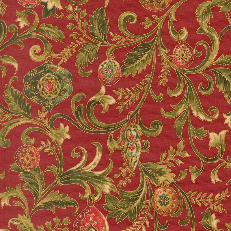 Merry Manor Metallic 2025 by Moda - 33861 12M Crimson