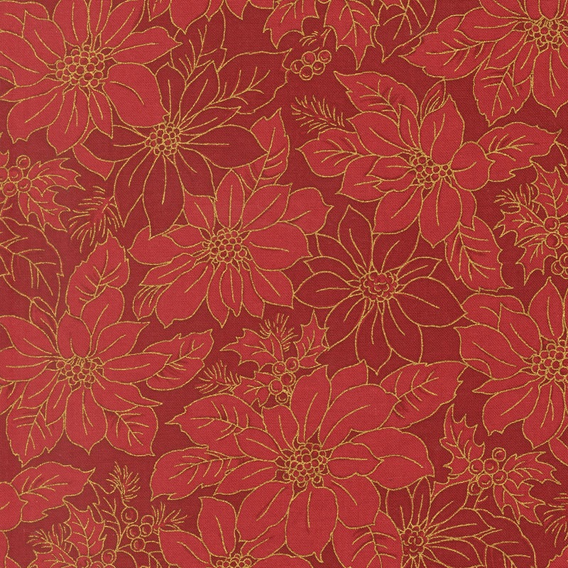 Merry Manor Metallic 2025 by Moda - 33862 12M Crimson