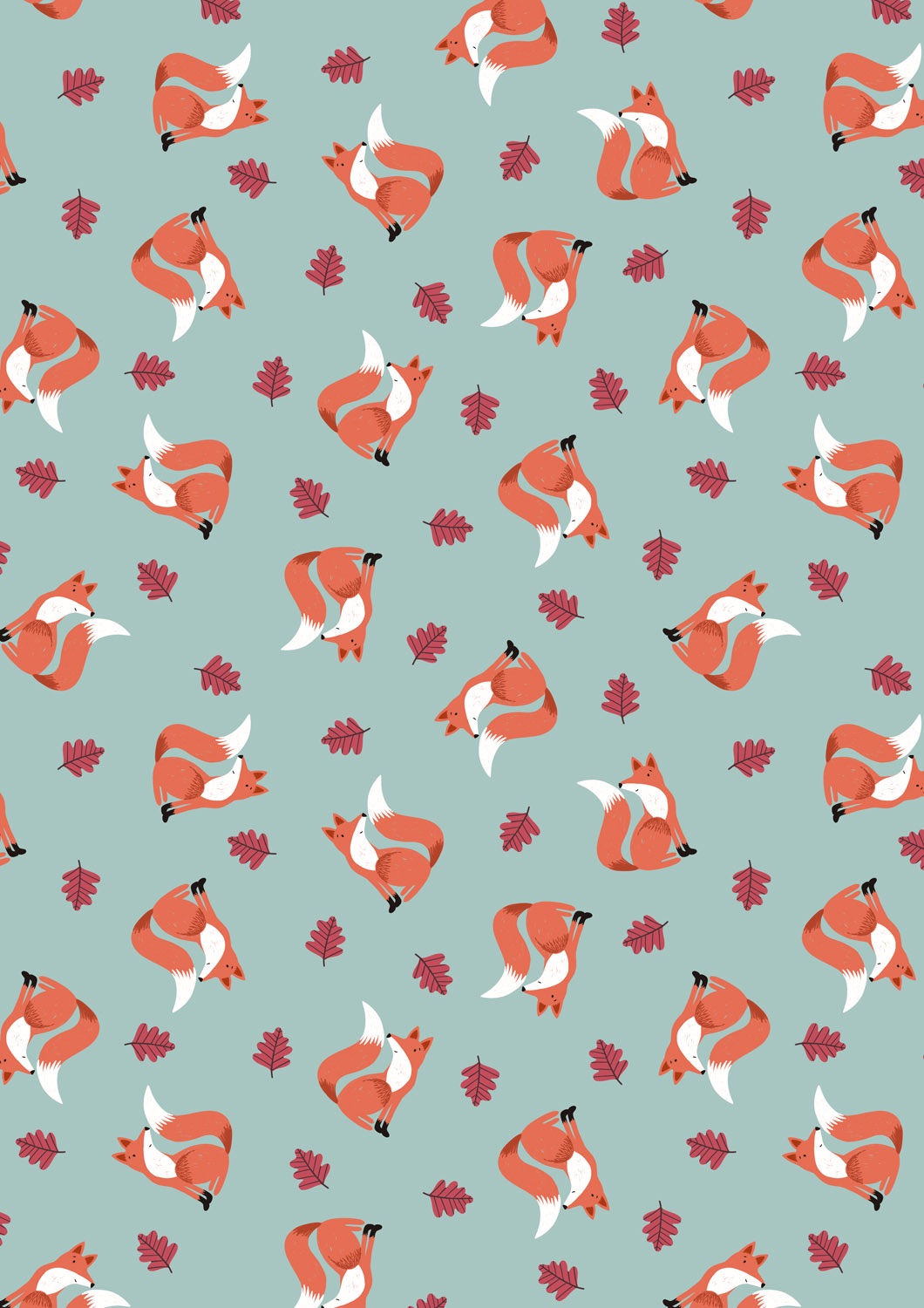 Country Comfort Flannels by Lewis and Irene - Friendly fox on duck egg - F4