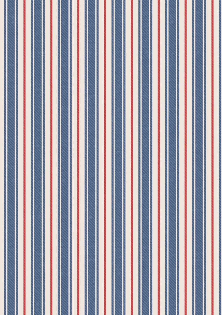 Country Comfort Flannels by Lewis and Irene - Blue and red ticking stripe - F2C