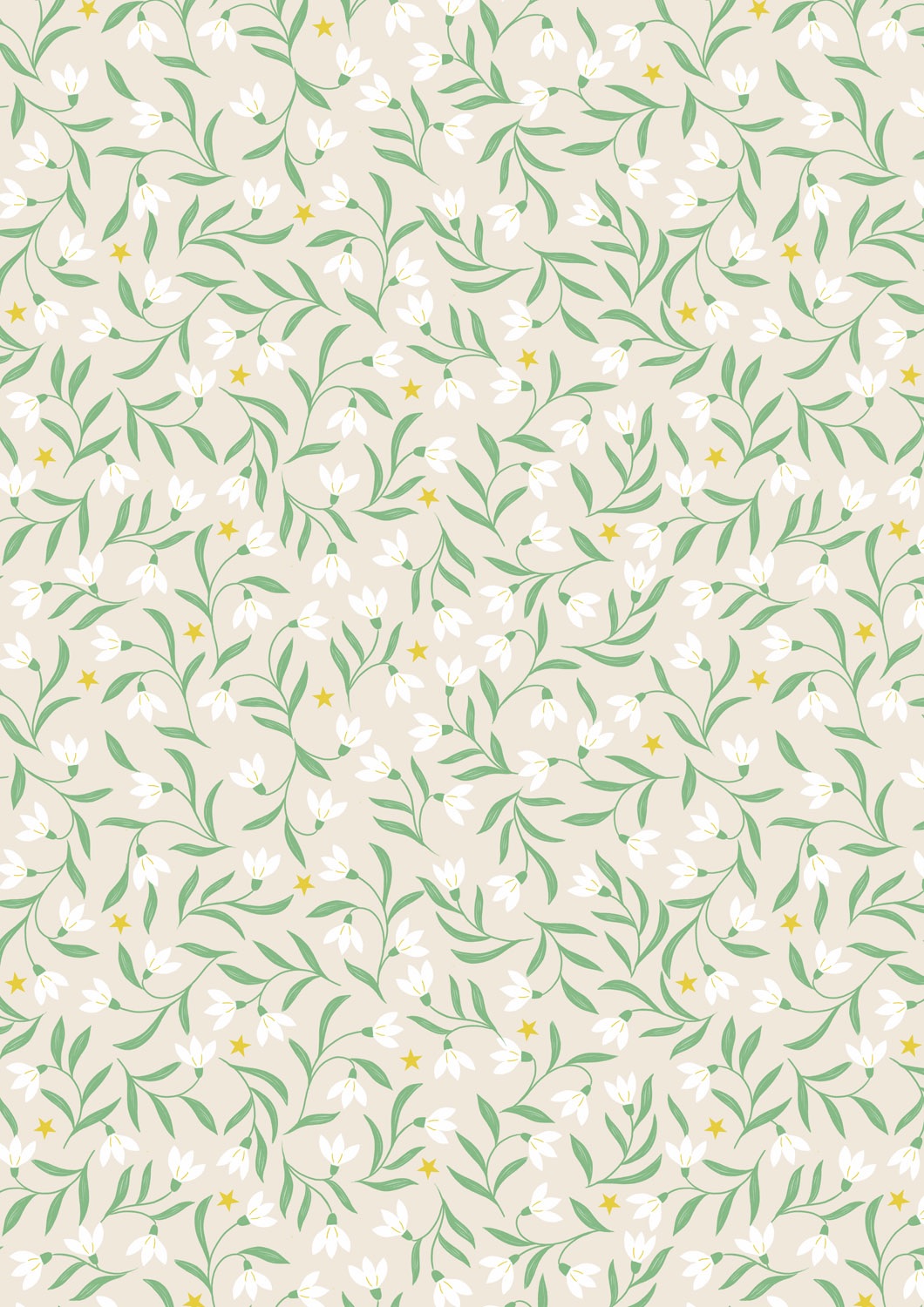 Christmas in Bluebell Wood by Lewis and Irene - Snowdrops on cream with gol
