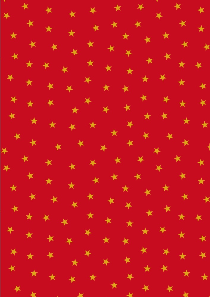 Christmas in Bluebell Wood by Lewis and Irene - Gold stars on red with gold metallic - C143B