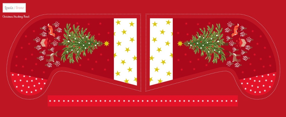 Christmas in Bluebell Wood by Lewis and Irene - Half Yard Stocking Panel wi