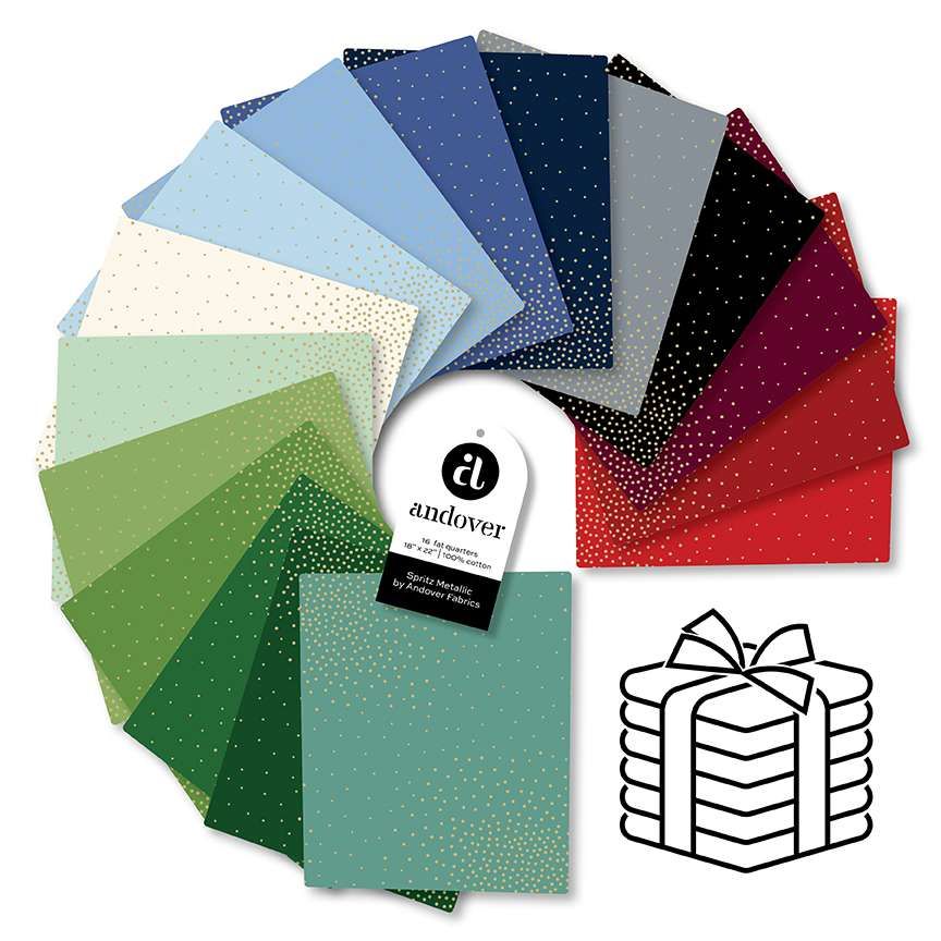 Makower Spritz Metallic Fat Quarter Bundle (18" x 22") (16 fat quarters)