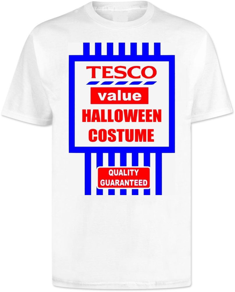Funny Halloween T-Shirt Tesco Value Costume Blood Splat Men's Comedy Shirt 