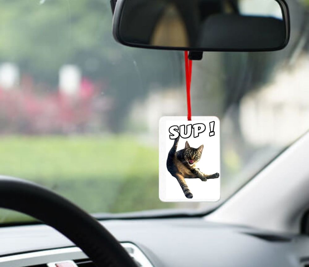 Cat Licking Its Butt Car Air Freshener 