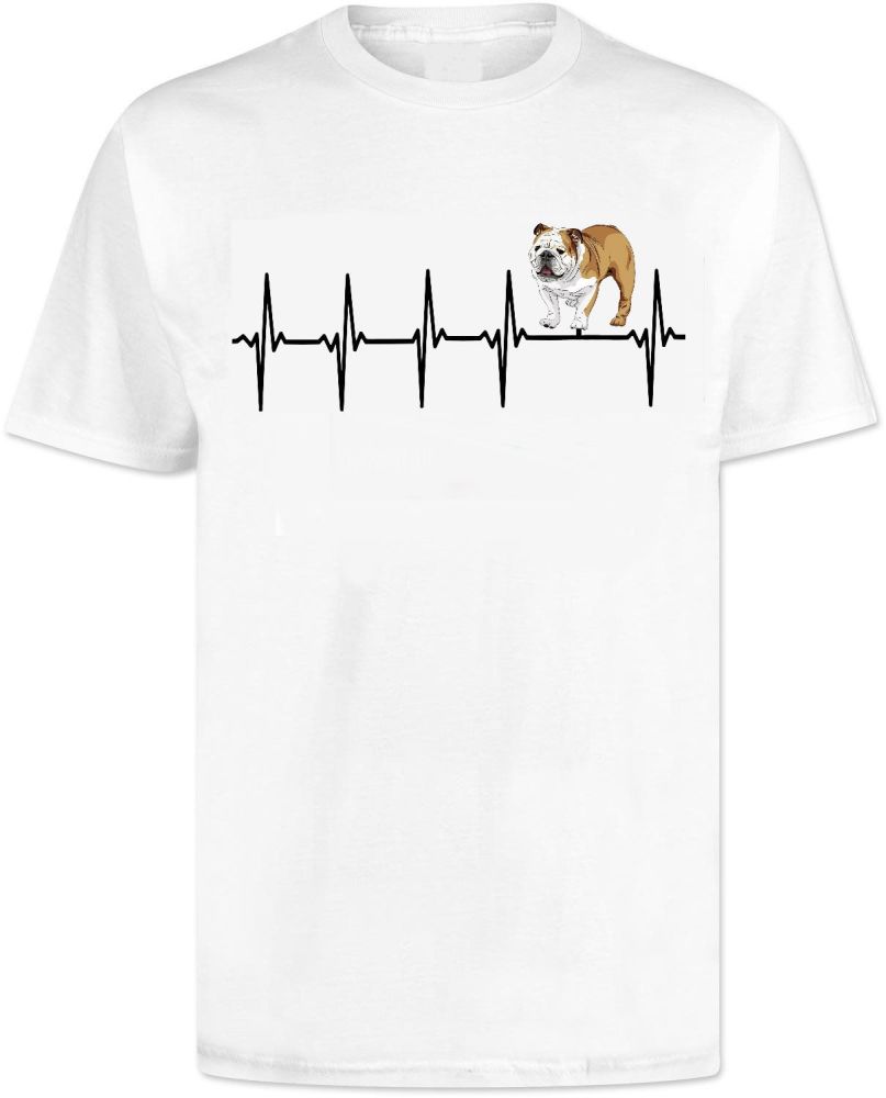 Heartbeat Pulse Bulldog T Shirt - Any Dog Available 
