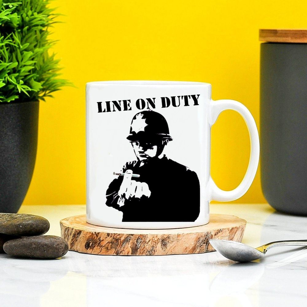 Line of Duty Cocaine Style Joke Line on Duty Mug