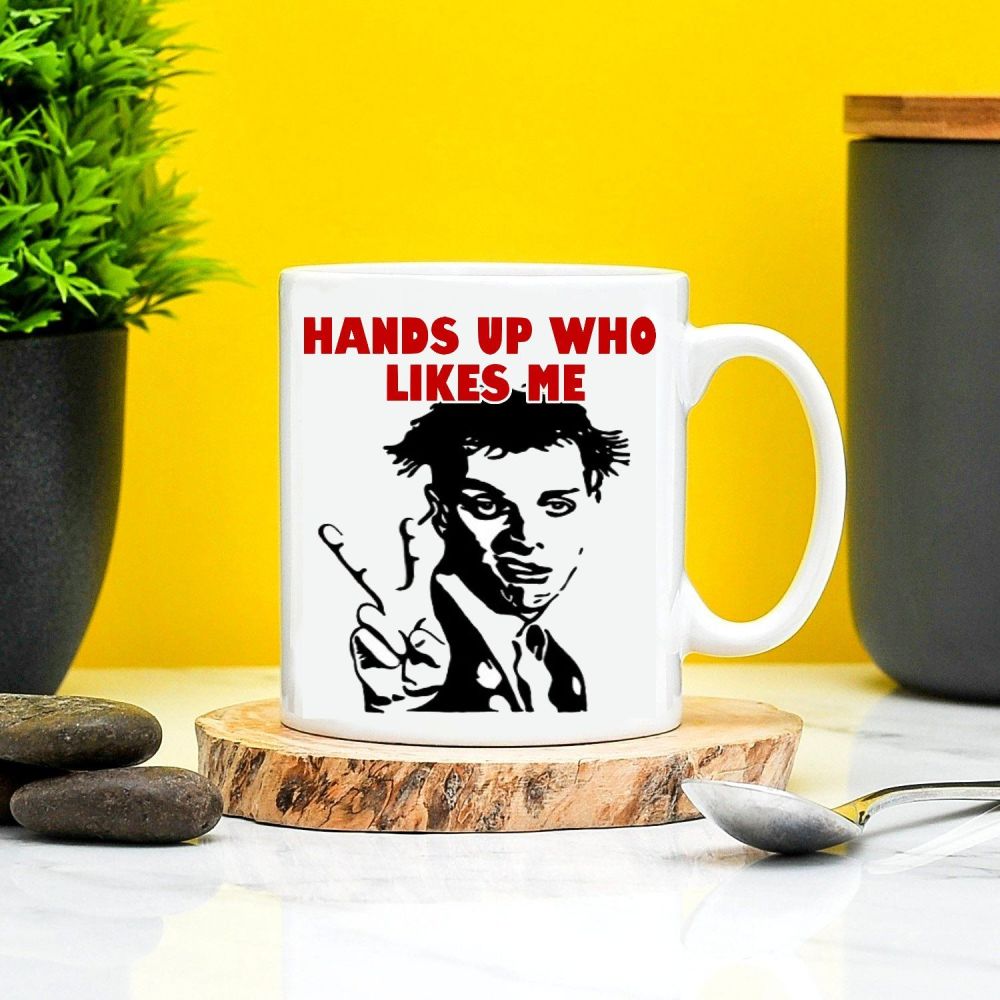 The Young Ones Rik Mayall Hands Up Who Likes Me Mug