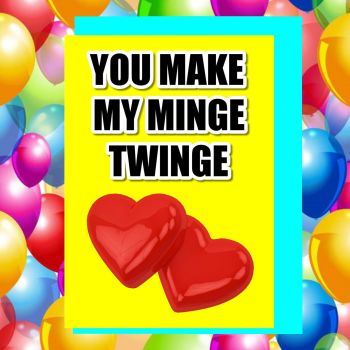 You Make My Minge Twinge Valentines Card