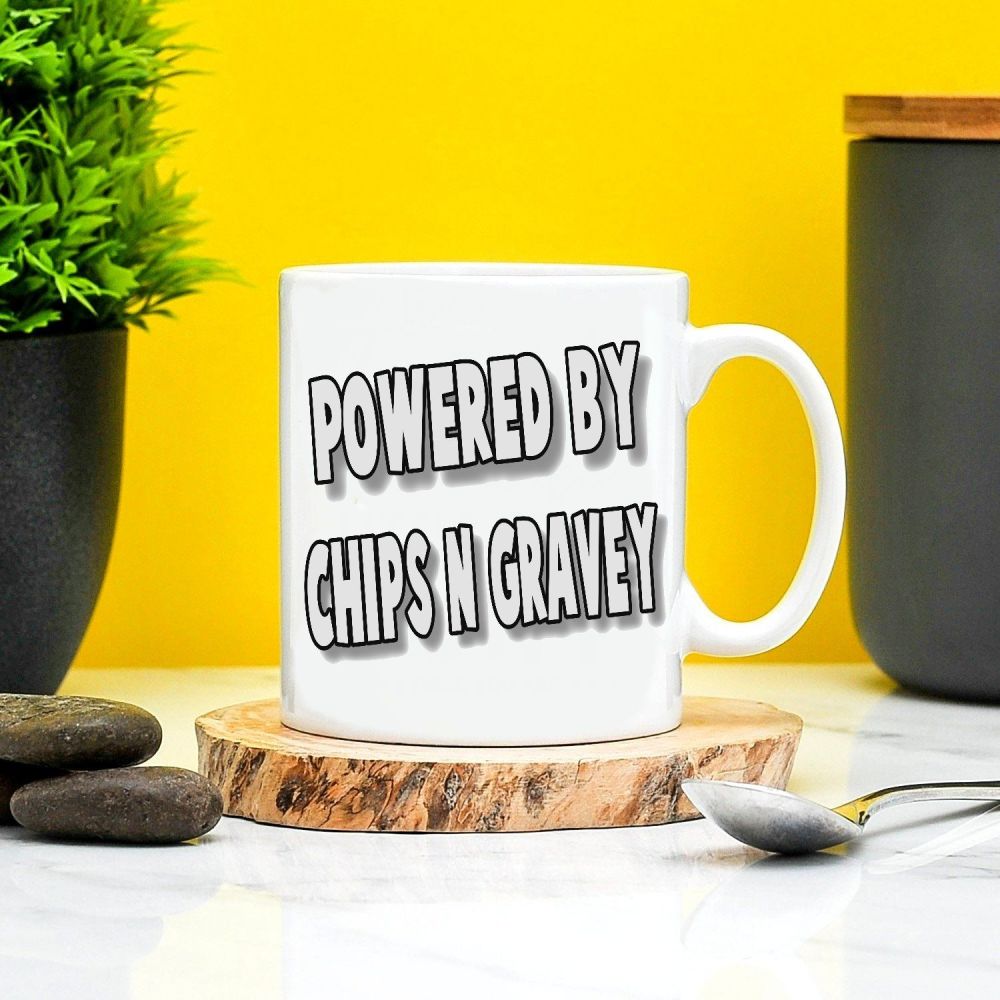 Powered By Chips and Gravy Mug