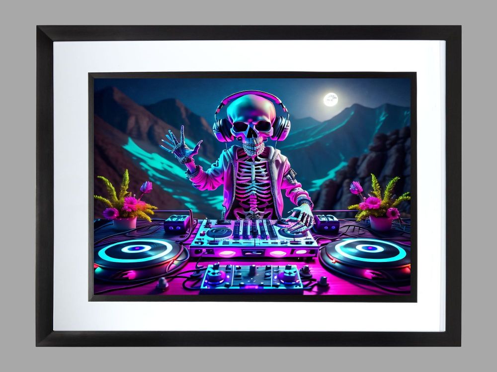 Skeleton DJ Poster Print