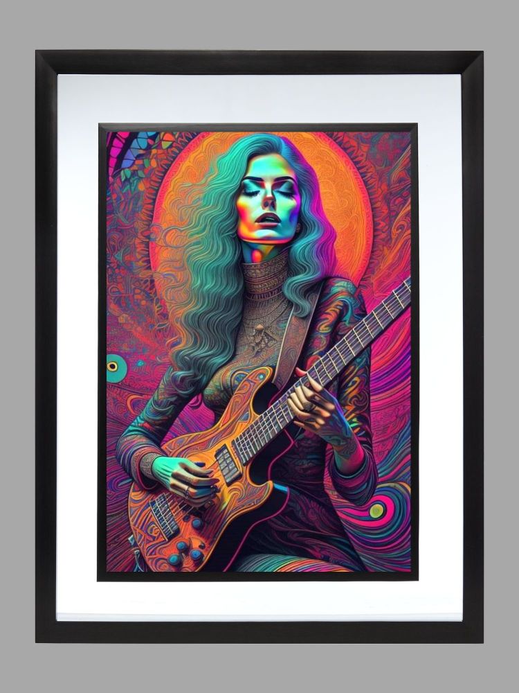 Abstract Guitar Woman Poster Print