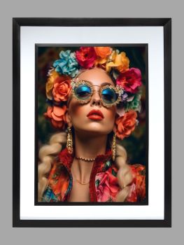 Sunglasses Flowers Lady Poster