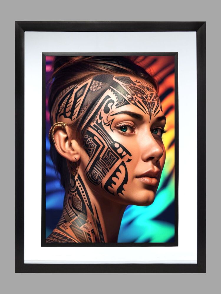 Tribal Tattoo Woman Poster Print