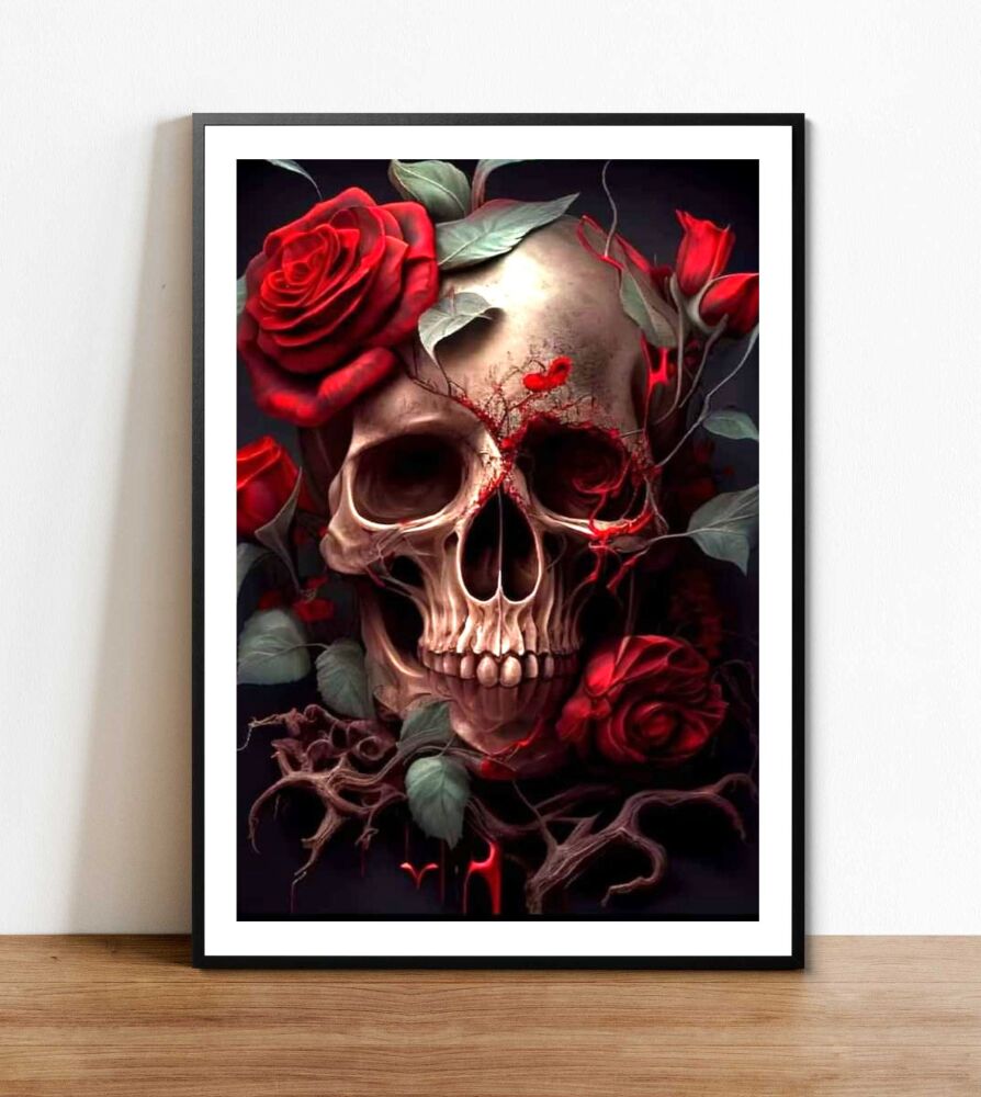 Skull Roses Poster