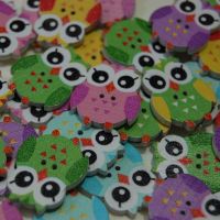 MIXED PACK OF 10 OWL BUTTONS, 2 HOLE.