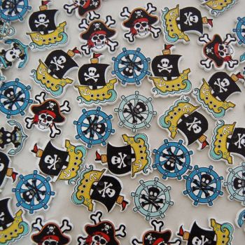PACK OF 50 MIXED PIRATE BUTTON EMBELLISHMENTS, RESIN 2 HOLE.